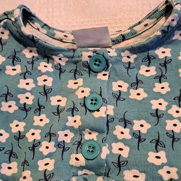 Hanna Andersson girls size 85 or 2T teal dress with white flowers - Picture 5 of 6